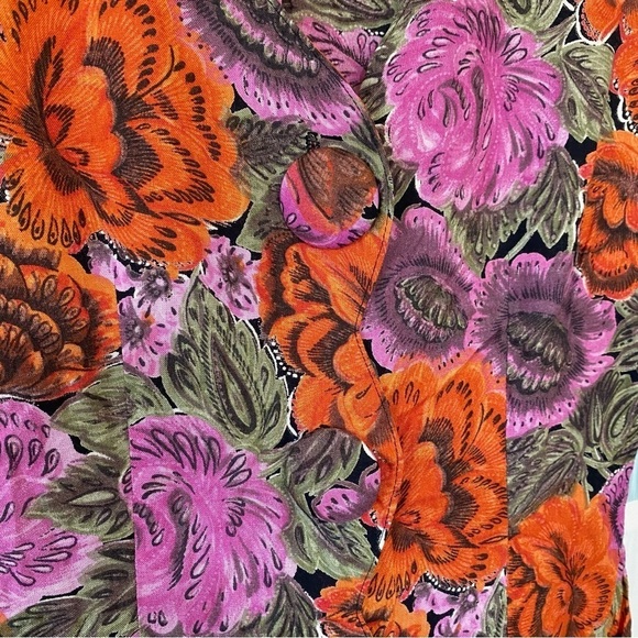 Vintage Floral La Belle Fashion Dress Oversized Buttons Sz Small - Picture 8 of 10